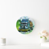 Blaue BREITE Lade- und Güterzugsperre Runde Wanduhr (Zuhause)