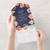 Blaue Bridal-Brunch Waffeln & Rezept All In One Einladung (Abreißen)