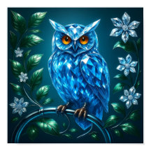 Blaue Brillante Eule auf Messingast