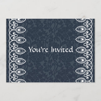 Blaue Brokat-Geburtstags-Einladung Einladung