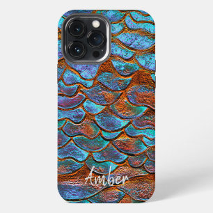 Blaue Bronze Kupfer Metallische Muster Personalisi iPhone 13 Pro Max Hülle