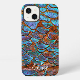 Blaue Bronze Kupfer Metallische Muster Personalisi iPhone 13 Hülle