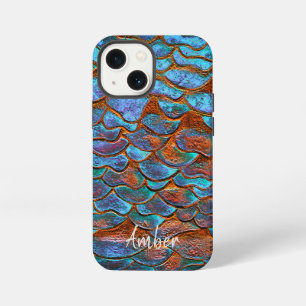 Blaue Bronze Kupfer Metallische Muster Personalisi iPhone 13 Mini Hülle