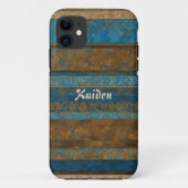 Blaue Bronze- und Goldstriche Personalisiert Case-Mate iPhone Hülle (Rückseite)