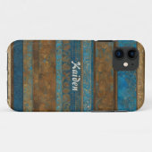 Blaue Bronze- und Goldstriche Personalisiert Case-Mate iPhone Hülle (Rückseite (Horizontal))