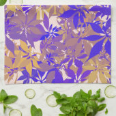 Blaue, bronzene und violette Kastanienblätter Geschirrtuch (Gefaltet)