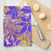 Blaue, bronzene und violette Kastanienblätter Geschirrtuch (Viertel Falte)