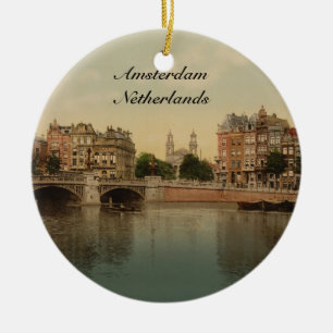 Blaue Brücke und der Amstel Fluss, Amsterdam Keramikornament