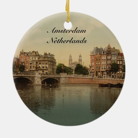 Blaue Brücke und der Amstel Fluss, Amsterdam Keramikornament (Hinten)