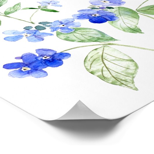 Blaue Brunnera-Blume Wildblume Poster (Ecke)