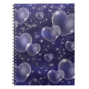 Blaue Bubble-Herzen Süße Mädchen-90er-Jahre-Design Notizblock