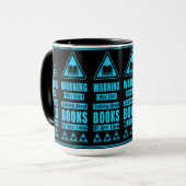 Blaue-Buch-Liebhaber-Warnschild Tasse (Vorderseite Links)