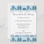 Blaue Bücher auf dem Shelf. Einladung (Rückseite)