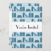 Blaue Bücher auf dem Shelf. Einladung (Vorne/Hinten)