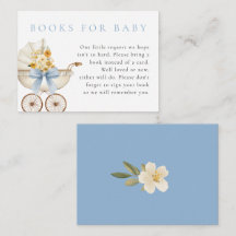 Blaue Bücher für Baby-Karte Vintage-Kinderwagen-Ba