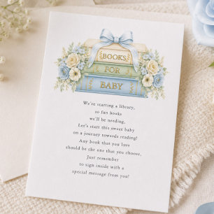 Blaue Bücher für Baby Shower Einlegekarte Begleitkarte