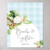 Blaue Bücher und Geschenke aus lokalem Gemüse Poster (Vorne)