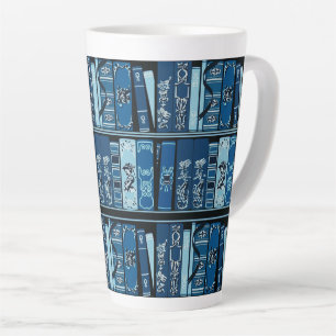 Blaue Bücherregale Vintage Bücher Milchtasse