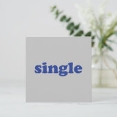 Blaue Buchstaben "Single" grau Karte (Stehend Vorderseite)
