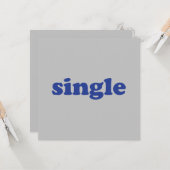 Blaue Buchstaben "Single" grau Karte (Vorderseite/Rückseite Beispiel)