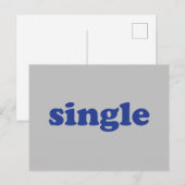 Blaue Buchstaben "Single" grau Postkarte (Vorne/Hinten)