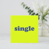 Blaue Buchstaben, "Single", Neon Karte (Stehend Vorderseite)