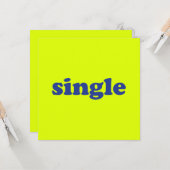 Blaue Buchstaben, "Single", Neon Karte (Vorderseite/Rückseite Beispiel)