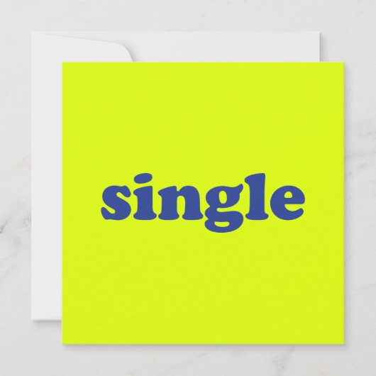 Blaue Buchstaben, "Single", Neon Karte (Vorderseite)