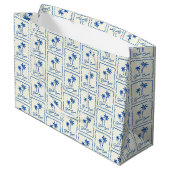 Blaue Bucht Große Geschenktüte (Rückseite Schrägansicht)