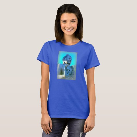 Blaue Buddha-Mudra-Hand T-Shirt (Vorne ganz)