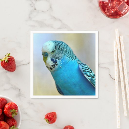 Blaue Budgerigar-Ankerplakette T- Serviette (Beispiel)