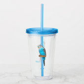 Blaue Budgerigar-Cartoon Acryltrinkbecher (Vorderseite)
