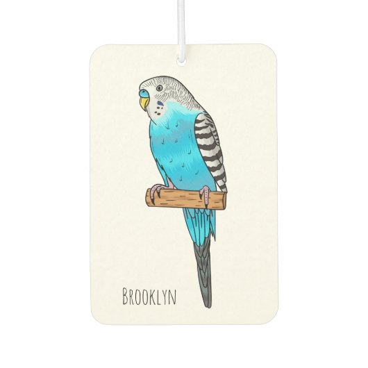 Blaue Budgerigar-Cartoon Autolufterfrischer (Vorderseite)