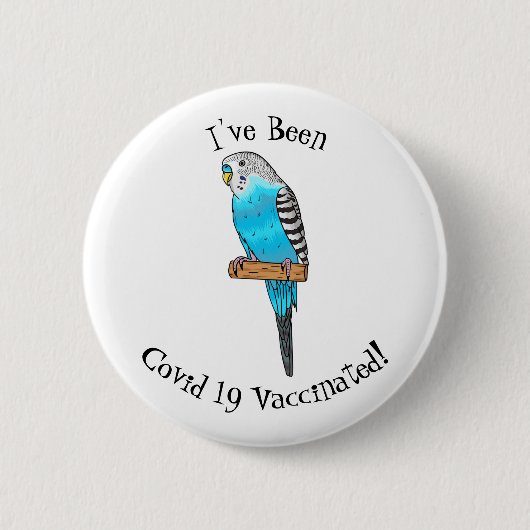 Blaue Budgerigar-Cartoon Button (Vorderseite)
