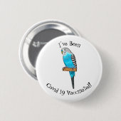 Blaue Budgerigar-Cartoon Button (Vorne & Hinten)