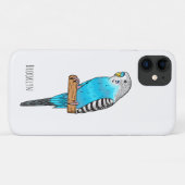 Blaue Budgerigar-Cartoon Case-Mate iPhone Hülle (Rückseite (Horizontal))