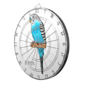 Blaue Budgerigar-Cartoon Dartscheibe (Vorderseite rechts)