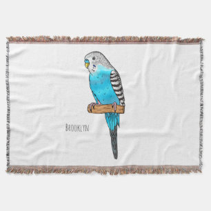 Blaue Budgerigar-Cartoon Decke