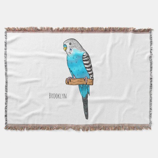 Blaue Budgerigar-Cartoon Decke (Vorderseite)
