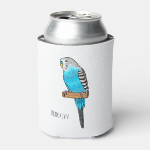 Blaue Budgerigar-Cartoon Dosenkühler