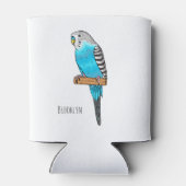Blaue Budgerigar-Cartoon Dosenkühler (Rückseite)
