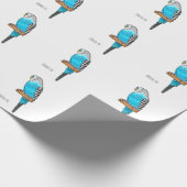 Blaue Budgerigar-Cartoon Geschenkpapier (Ecke)