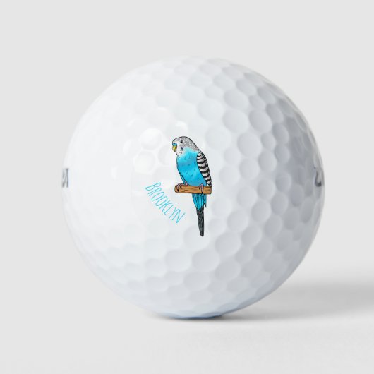 Blaue Budgerigar-Cartoon Golfball (Vorderseite)