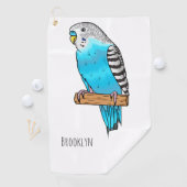 Blaue Budgerigar-Cartoon Golfhandtuch (Insitu)