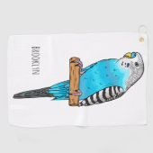 Blaue Budgerigar-Cartoon Golfhandtuch (Horizontal)