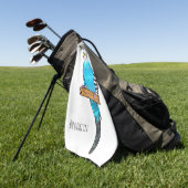 Blaue Budgerigar-Cartoon Golfhandtuch (Gras)