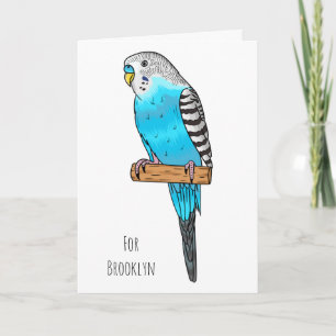 Blaue Budgerigar-Cartoon Karte