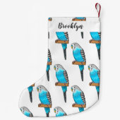 Blaue Budgerigar-Cartoon Kleiner Weihnachtsstrumpf (Rückseite)
