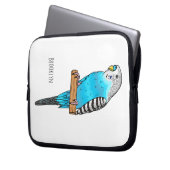 Blaue Budgerigar-Cartoon Laptopschutzhülle (Vorderseite Links)
