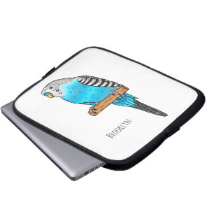 Blaue Budgerigar-Cartoon Laptopschutzhülle